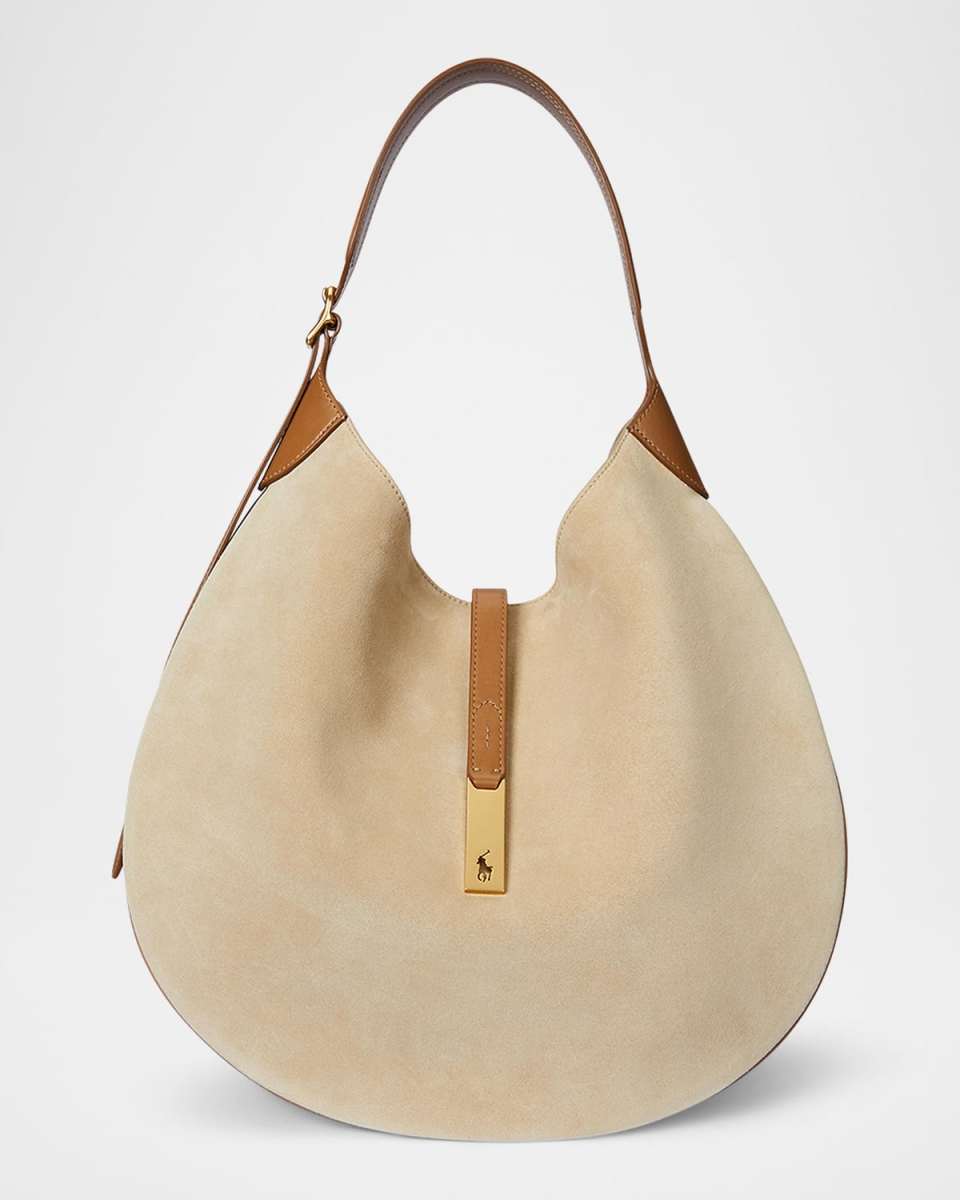Polo ID Medium Suede and Leather Shoulder Bag